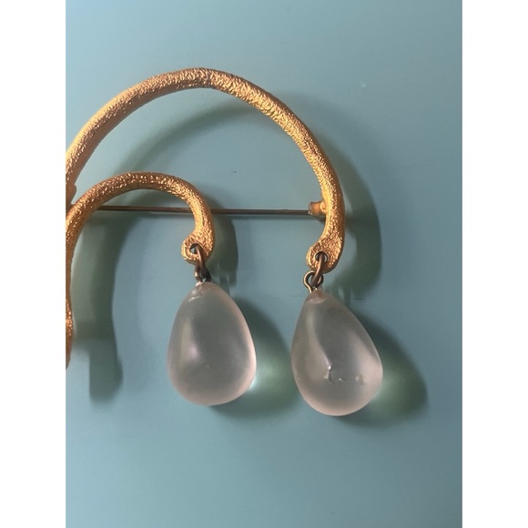 Signed Cecile Jeanne Paris Abstract, Gold Finish Brooch - Picture 2 of 6